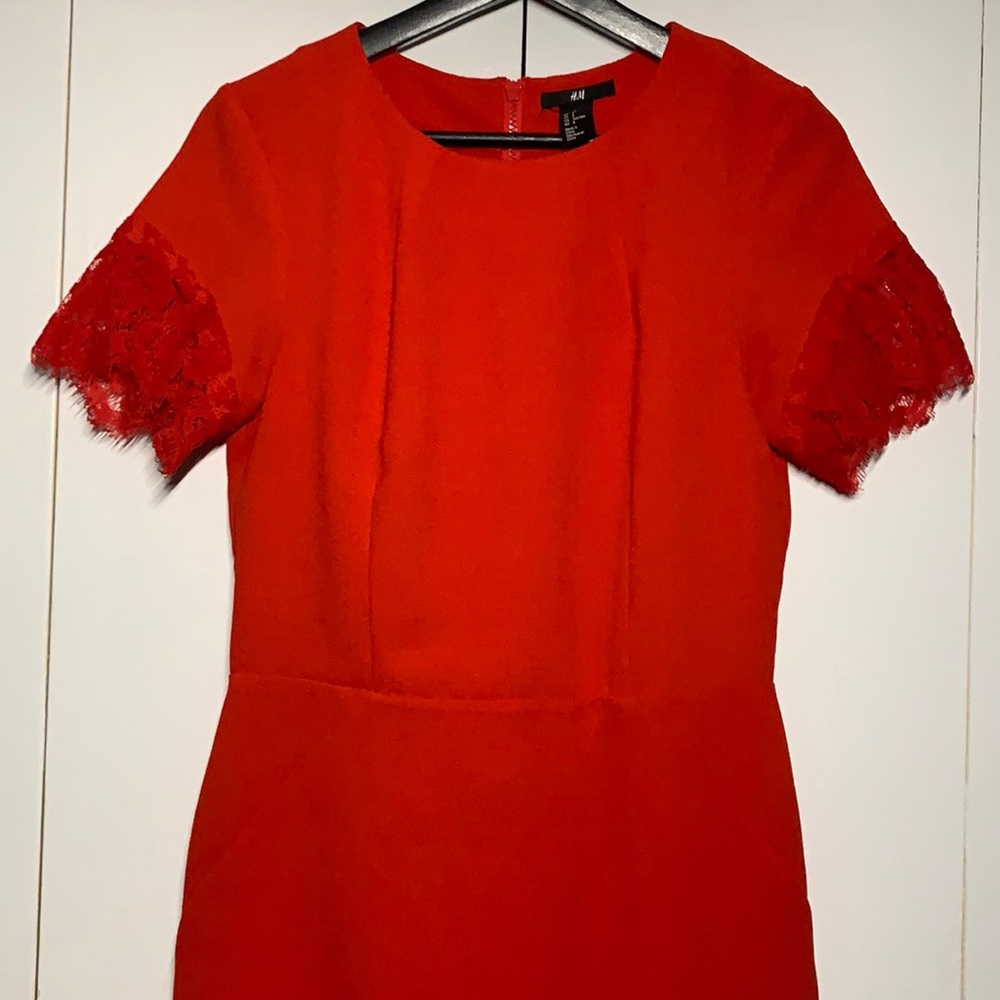 H&M Lace Trim Red Dress